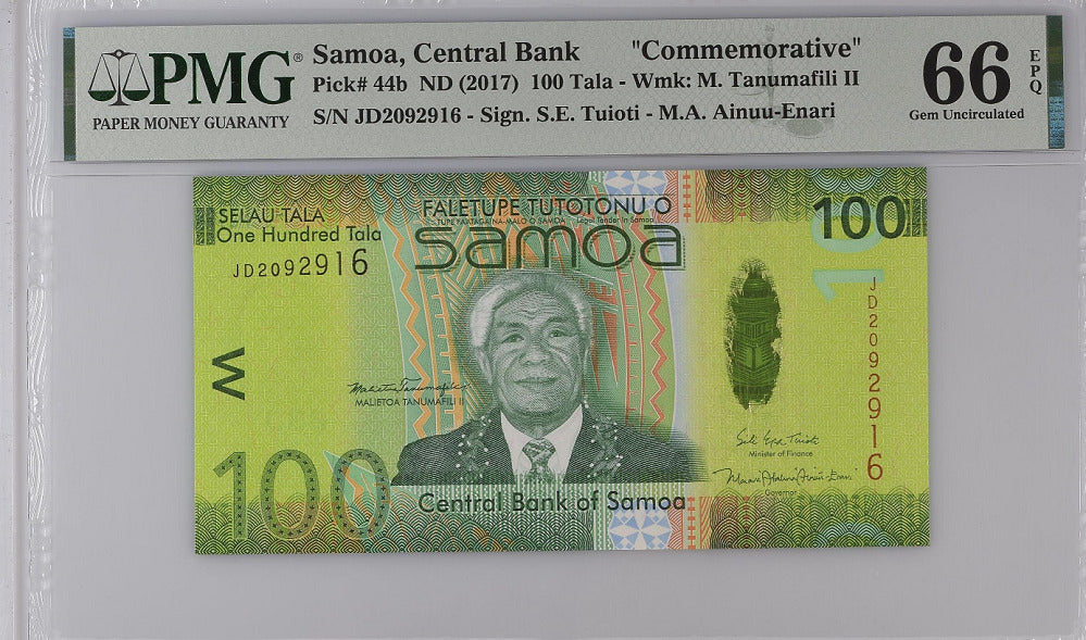 Samoa 100 Tala ND 2017 P 44 b GEM UNC PMG 66 EPQ