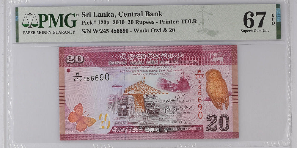 Sri Lanka 20 Rupees 2010 P 123 a Superb GEM UNC PMG 67 EPQ
