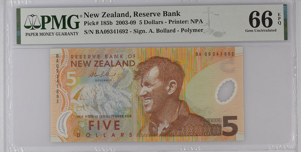 New Zealand 5 Dollars 2003 P 185 b Gem UNC PMG 66 EPQ