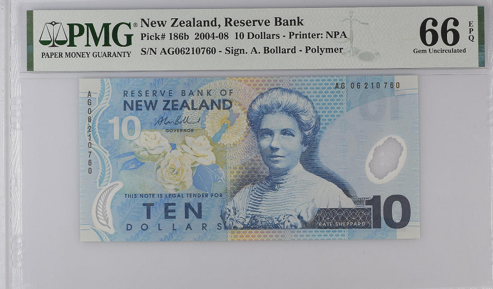 New Zealand 10 Dollars 2004 P 186 b GEM UNC PMG 66 EPQ