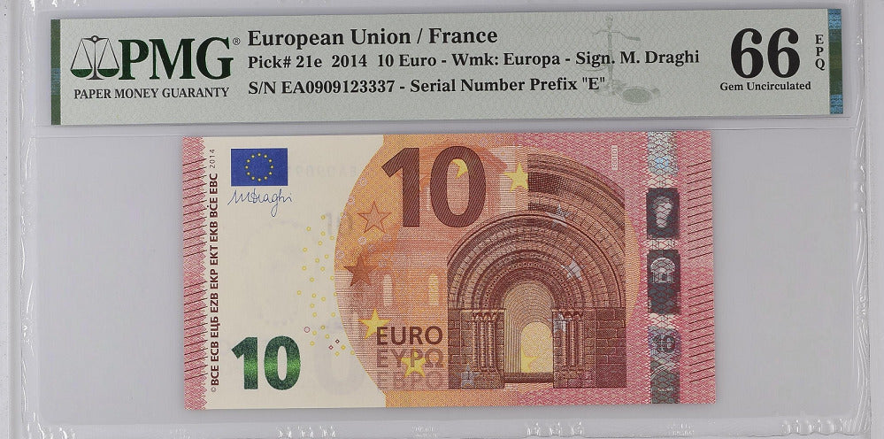 Euro 10 Euro ND 2014 P 21 e Gem UNC PMG 66 EPQ