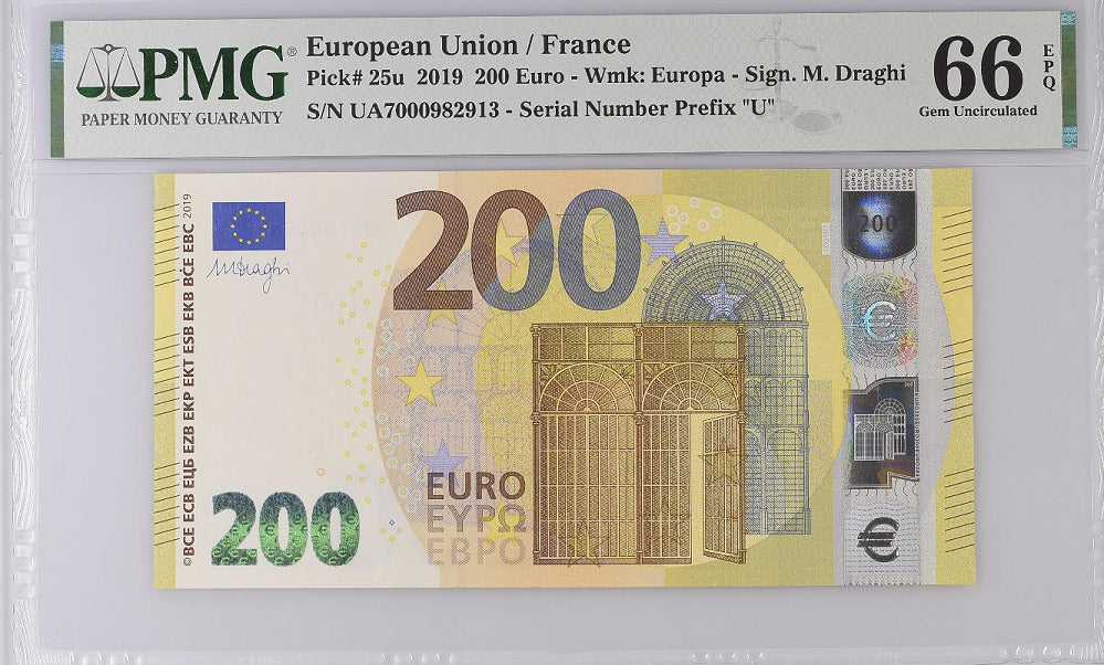 Euro 200 Euro 2019 P 25 u Gem UNC PMG 66 EPQ