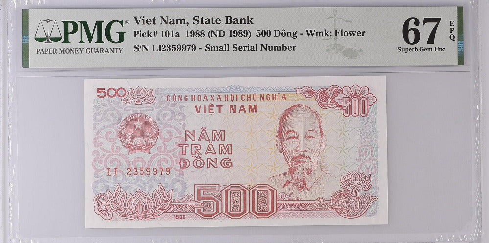 Vietnam 500 Dong 1988 1989 P 101 a Superb Gem UNC PMG 67 EPQ