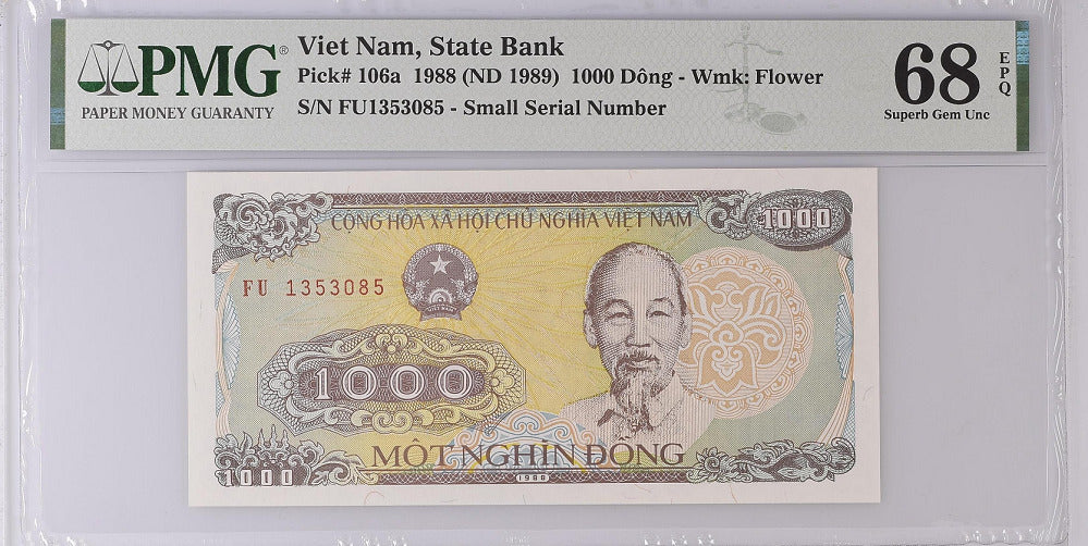 Vietnam 1000 Dong 1988 P 106 a Superb Gem UNC PMG 68 EPQ