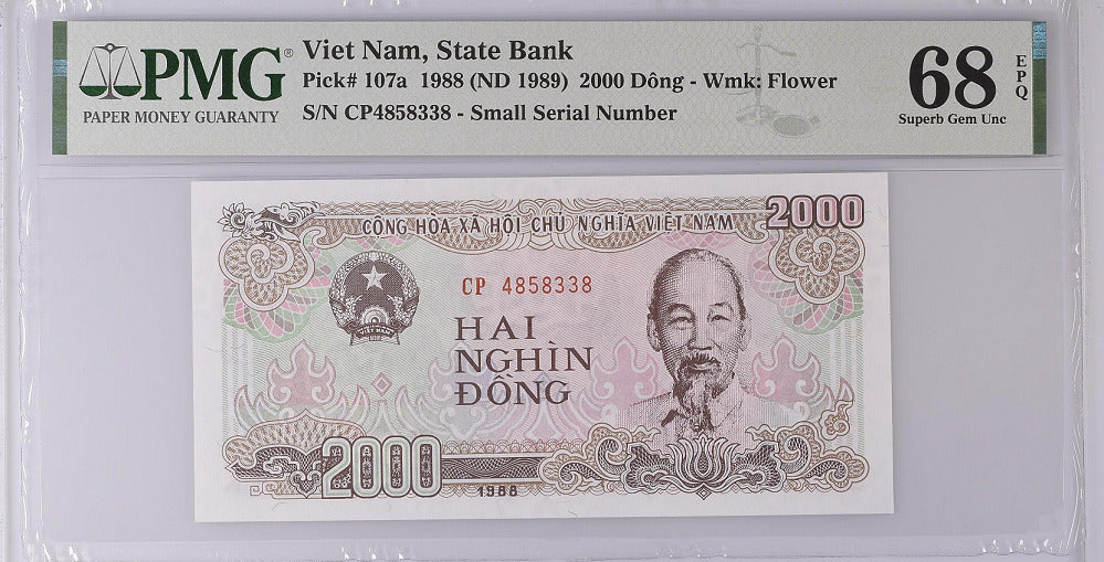 Vietnam 2000 Dong 1988/1989 P 107 a Superb Gem UNC PMG 68 EPQ