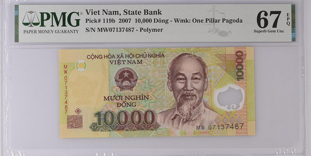 Vietnam 10000 Dong 2007 P 119 b  GEM UNC PMG 67 EPQ
