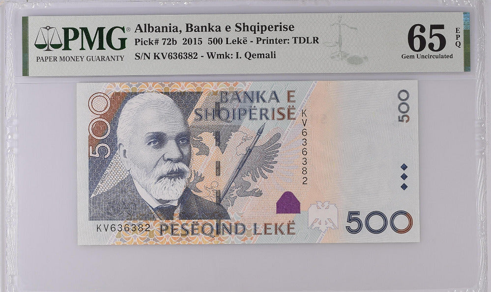 Albania 500 LEKE ND 2015 P 72 b GEM UNC PMG 65 EPQ