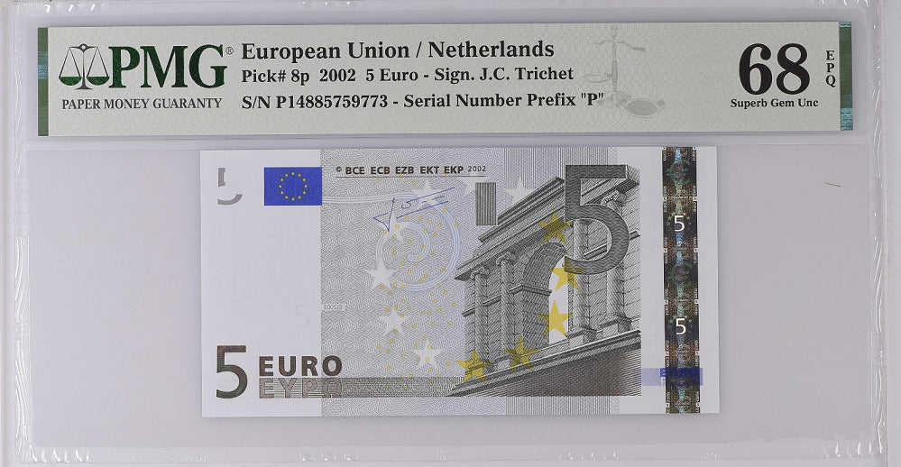 EURO 5 EURO FRANCE 2002 P 8 p SUPERB GEM UNC PMG 68 EPQ