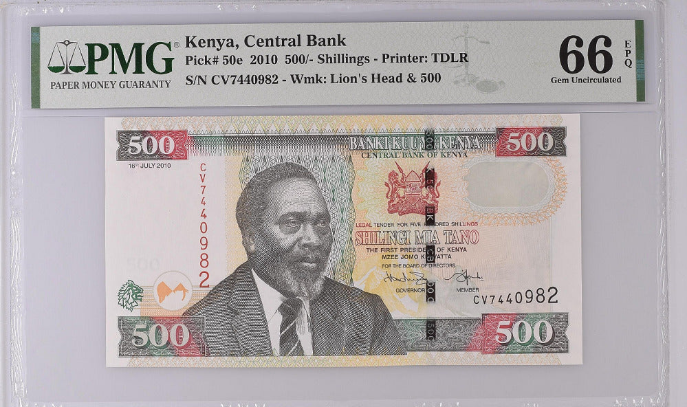 Kenya 500 Shillings 2010 P 50 e Gem UNC PMG 66 EPQ
