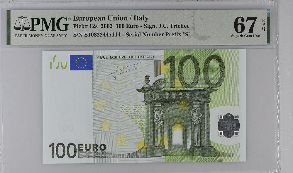 Euro 100 Euro Italy 2002 P 12 S Superb GEM UNC PMG 67 EPQ
