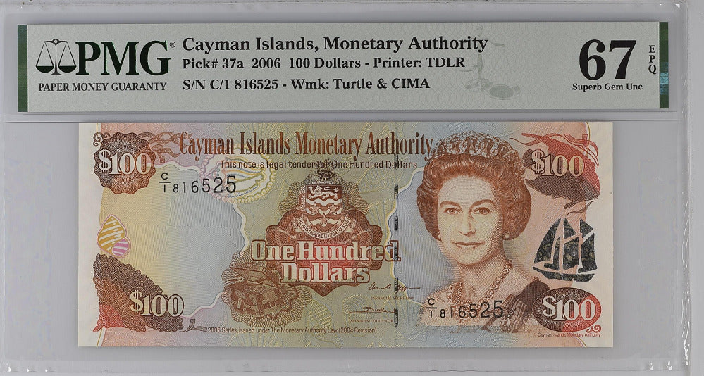 Cayman Islands 100 Dollars 2006 P 37 a Gem UNC PMG 67 EPQ Top Pop