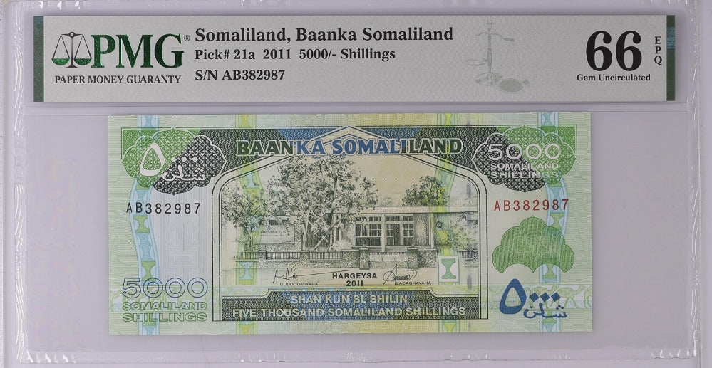 Somaliland 5000 Shillings 2011 P 21 a Gem PMG 66 EPQ