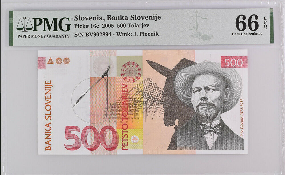 Slovenia 500 Tolarjev 2005 P 16 c Gem UNC PMG 66 EPQ