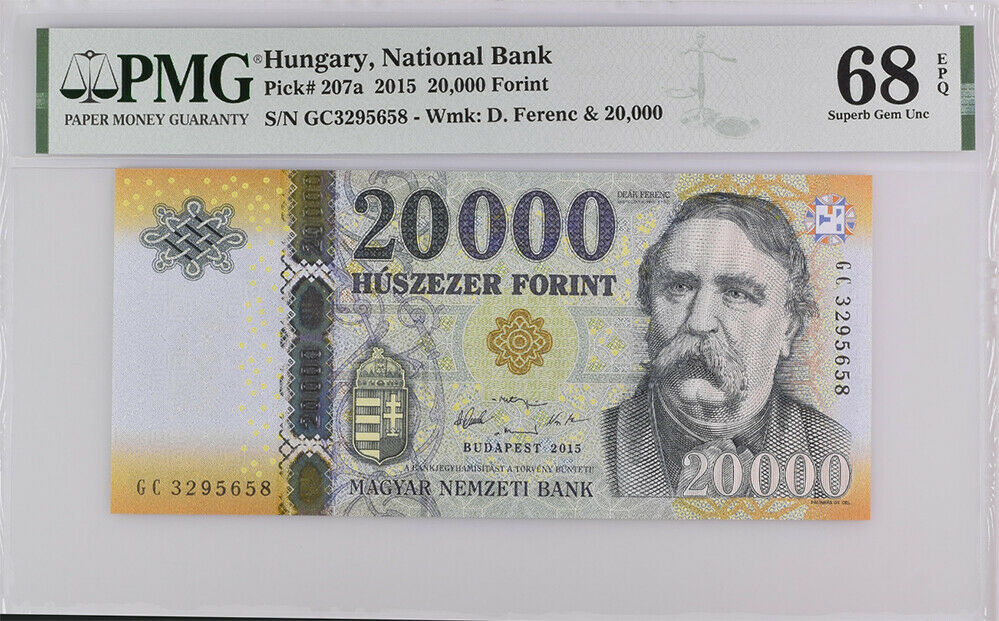 Hungary 2000 Forint 2015 P 207 a Superb Gem UNC PMG 68 EPQ Top Pop
