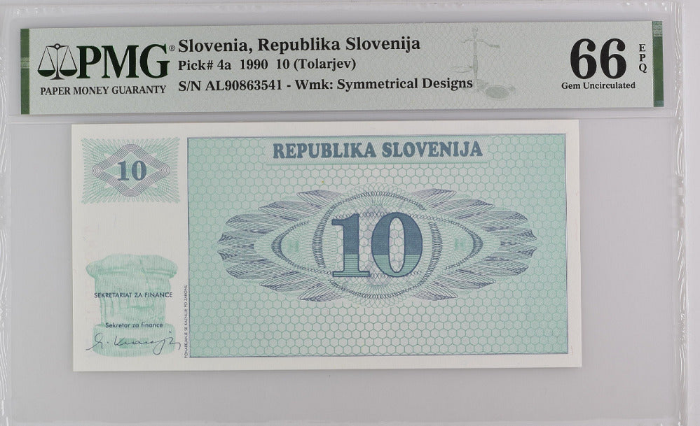 Slovenia 10 Tolarjev 1990 P 4 a GEM UNC PMG 66 EPQ