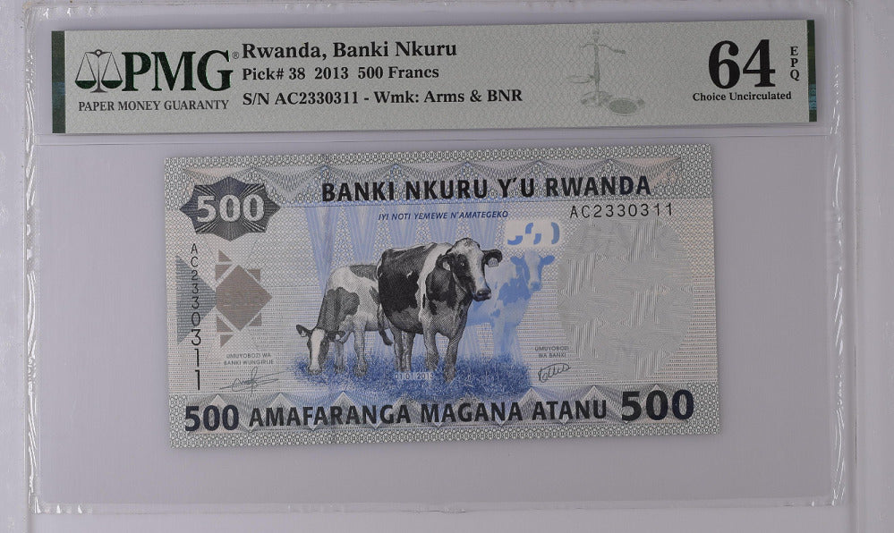 Rwanda 500 Francs 2013 P 38 Choice UNC PMG 64 EPQ