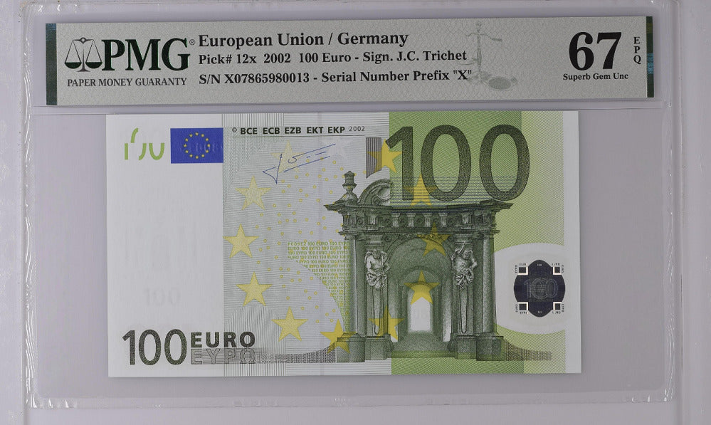 Euro 100 Euro Germany 2002 P 12 x Superb GEM UNC PMG 67 EPQ