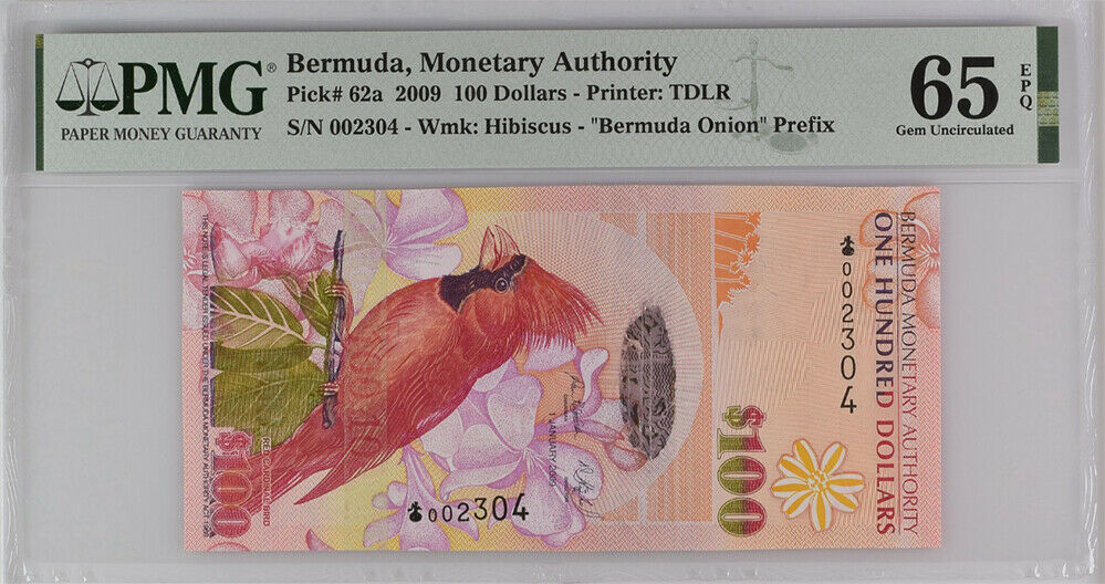 Bermuda 100 Dollars 2009 P 62 a GEM UNC PMG 65 EPQ