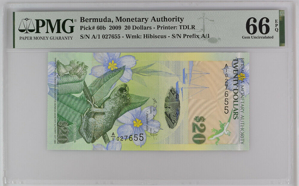 Bermuda 20 Dollars 2009 P 60 b GEM UNC PMG 66 EPQ