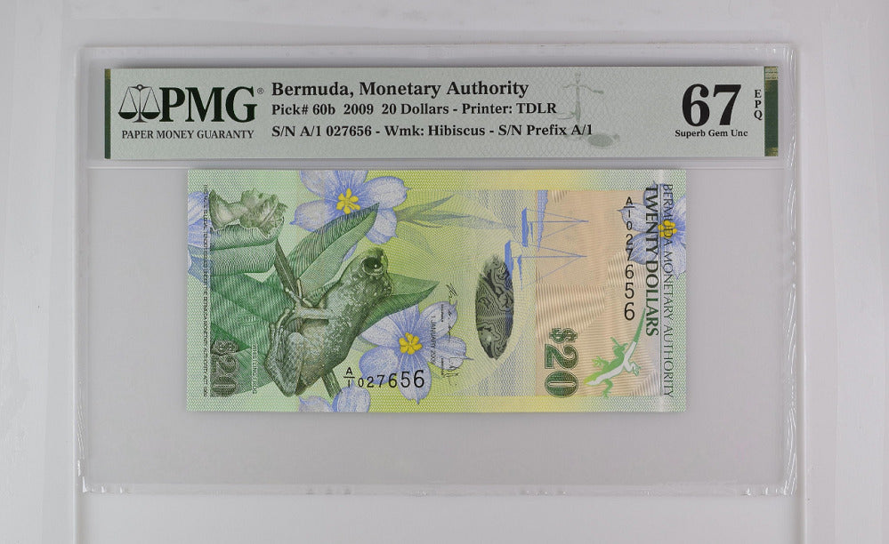 Bermuda 20 Dollars 2009 P 60 b Superb Gem UNC PMG 67 EPQ