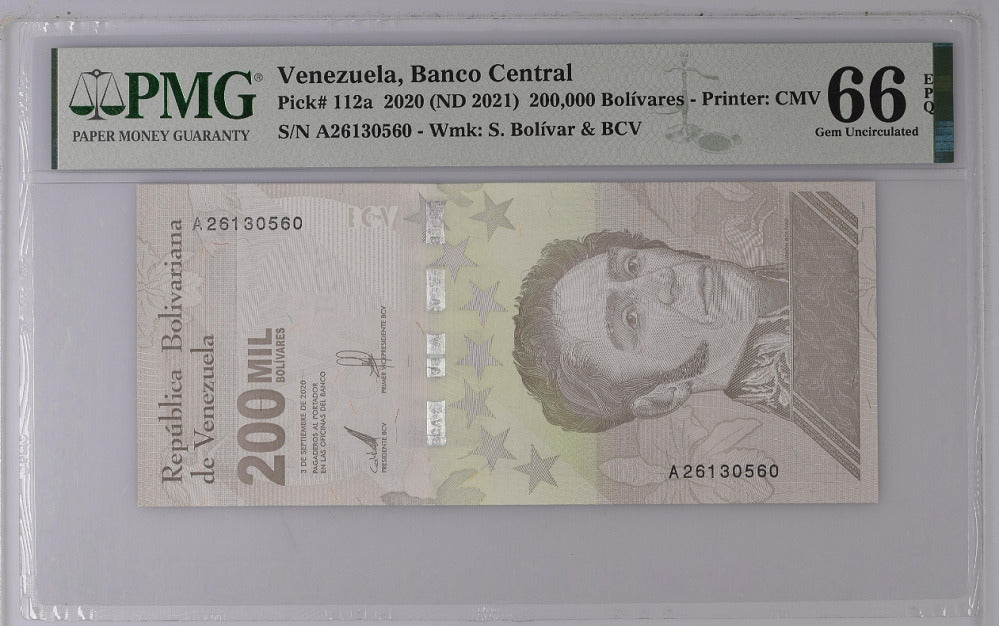 Venezuela 200000 Bolivares 2020/2021 P 112 a GEM UNC PMG 66 EPQ