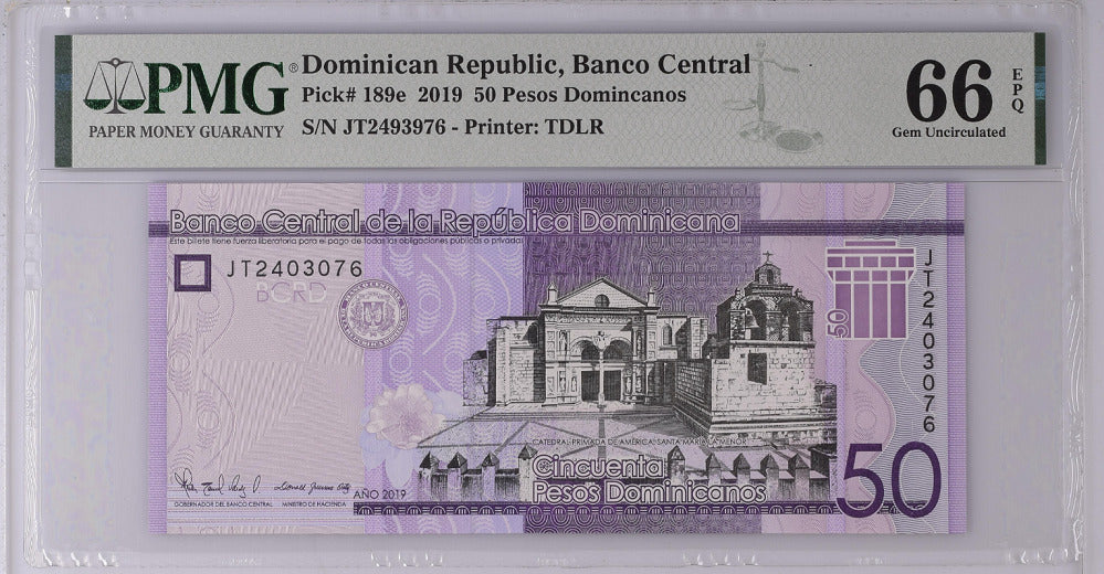 Dominican Republic 50 Pesos 2019 P 189 e GEM UNC PMG 66 EPQ
