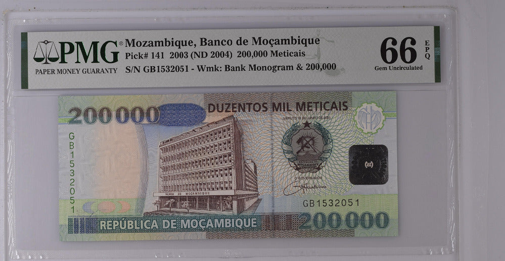Mozambique 200000 Meticais 2003/2004 P 141 Gem UNC PMG 66 EPQ