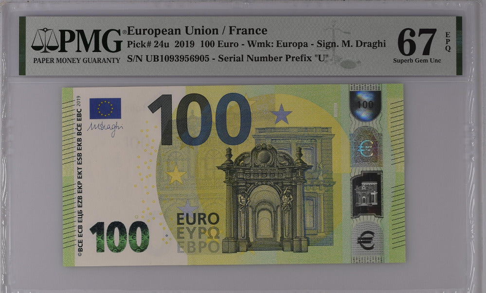 Euro 100 Euro France 2019 U Prefix P 24 u Superb Gem UNC PMG 67 EPQ