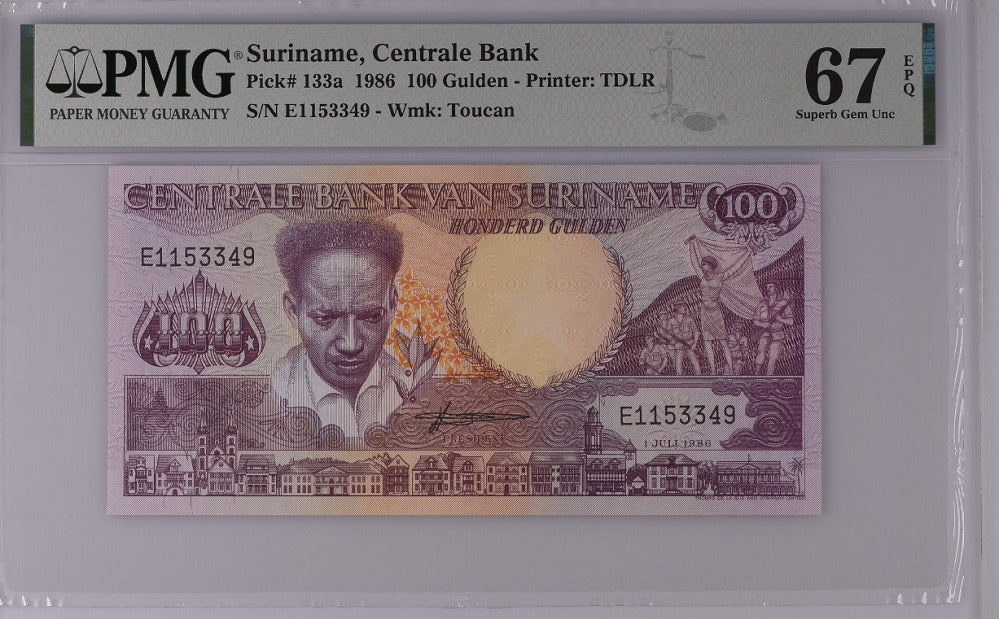 Suriname 100 Gulden 1986 P 133 a Superb GEM UNC PMG 67 EPQ