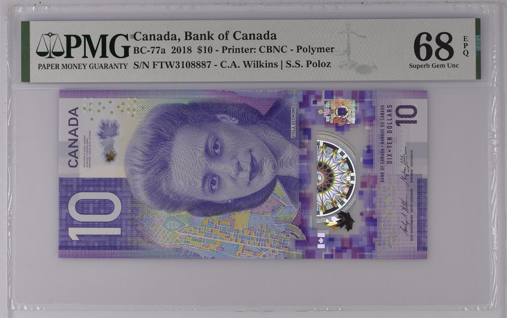 Canada 10 Dollars 2018 P 113 Polymer Superb Gem UNC PMG 68 EPQ
