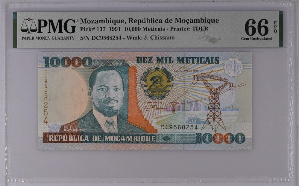 Mozambique 10000 Meticais 1991 P 137 GEM UNC PMG 66 EPQ