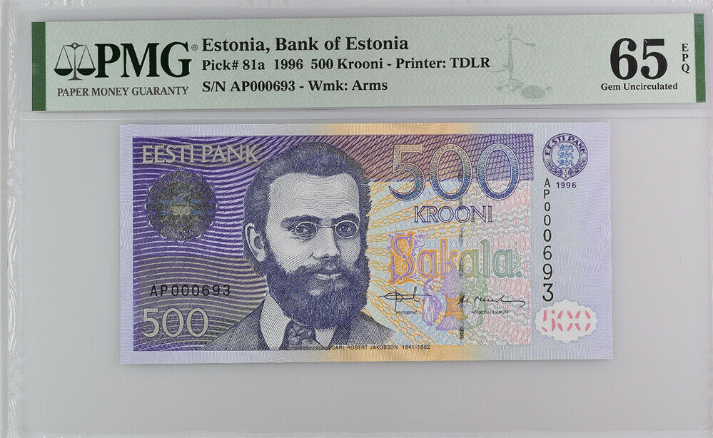 Estonia 500 Krooni 1996 P 81 a LOW 693 Gem UNC PMG 65 EPQ