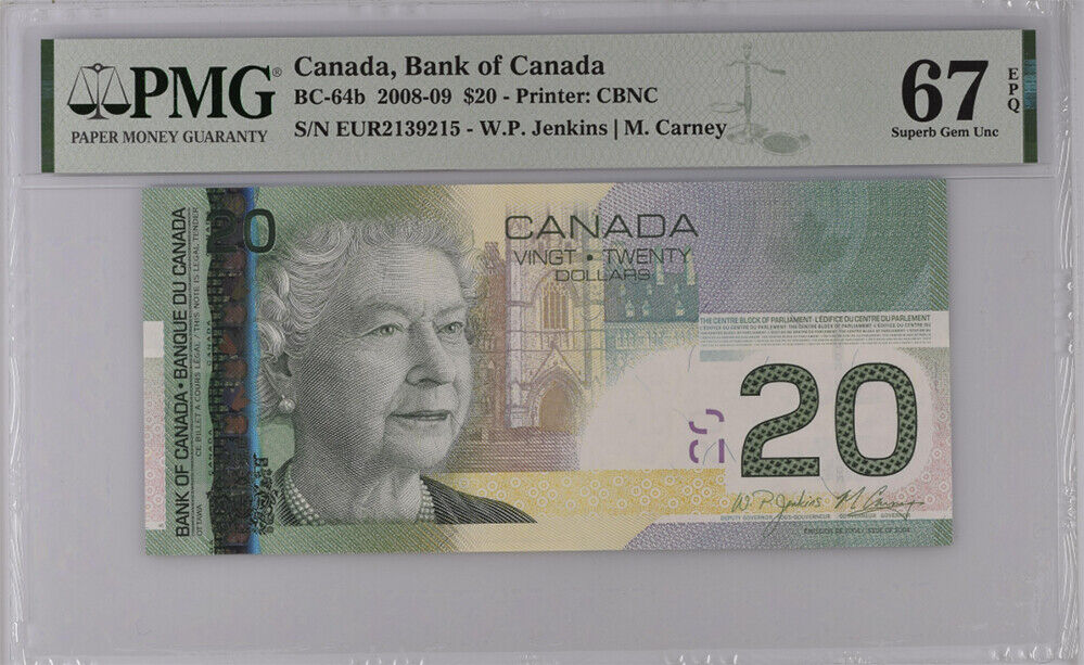 Canada 20 Dollars 2008/2009 P 103 Jenkins Carney Superb GEM UNC PMG 67 EPQ