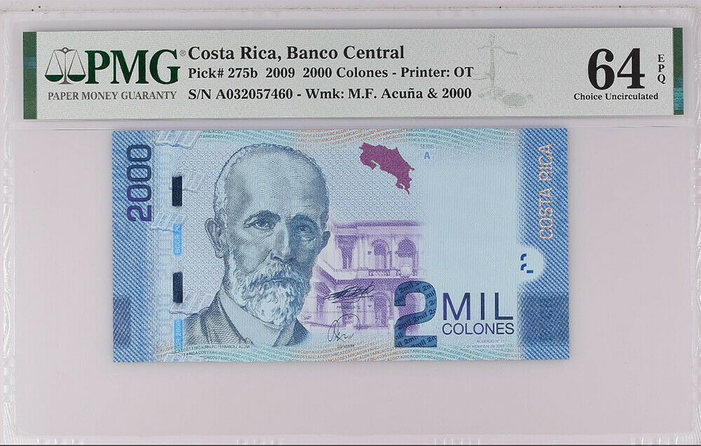 Costa Rica 2000 Colones 2009 P 275 b Choice UNC PMG 64 EPQ