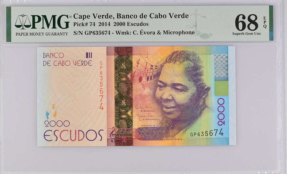 Cape Verde 2000 Escudos 2014 P 74 Superb Gem UNC PMG 68 EPQ Top Pop