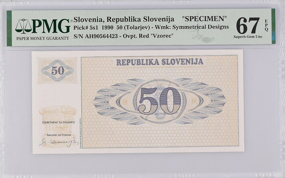 Slovenia 50 Tolarjev 1990 P 5 s1 Specimen Superb GEM UNC PMG 67 EPQ