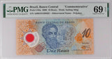 Brazil 10 Reais ND 2000 P 248 Polymer Superb Gem UNC PMG 69 EPQ