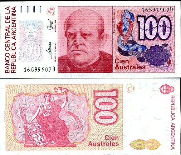 ARGENTINA 100 AUSTRALES 1985 P 327 c UNC