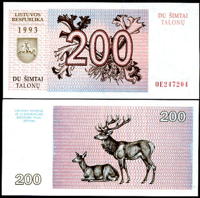 Lithuania 200 Talonu 1993 P 45 UNC