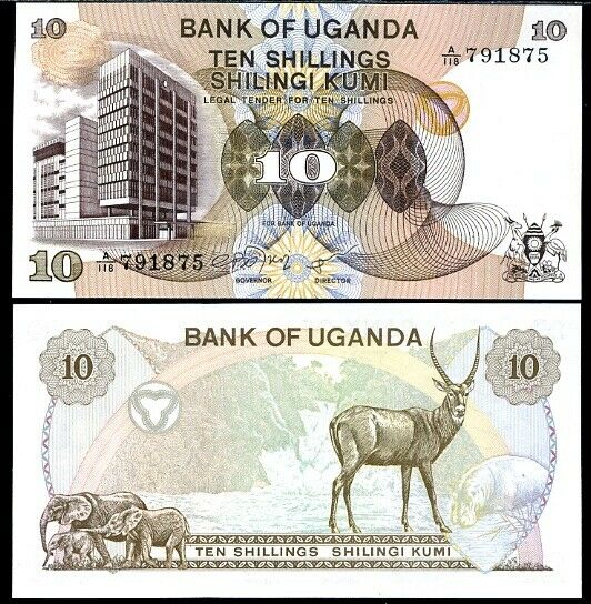 UGANDA 10 SHILLINGS 1979 P 11 b UNC