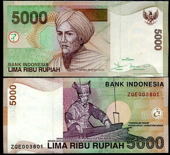 INDONESIA 5000 RUPAIH 2001/2003 P 142 c UNC