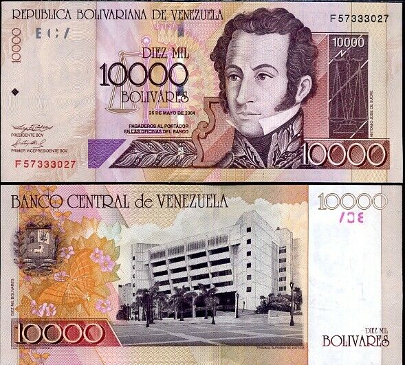 VENEZUELA 10,000 10000 BOLIVARIES 2004 P 85 d UNC