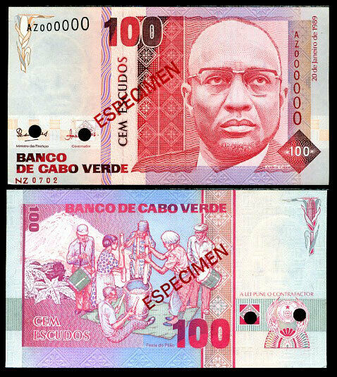Cape Verde 100 Escudos 1989 P 57 SPECIMEN UNC