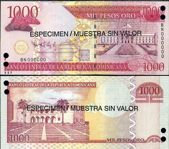 DOMINICAN REPUBLIC 1000 PESOS 2006 P 173 SPECIMEN UNC