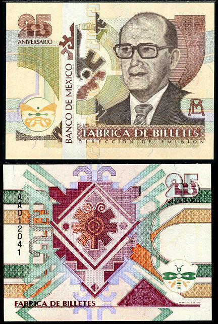 MEXICO 25TH ANNIVERSARY ND 1994 TEST NOTES FAUSTO URENCIO UNC