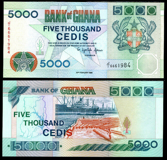 GHANA 5000 CEDIS 23 FEB 1996 P 31 UNC