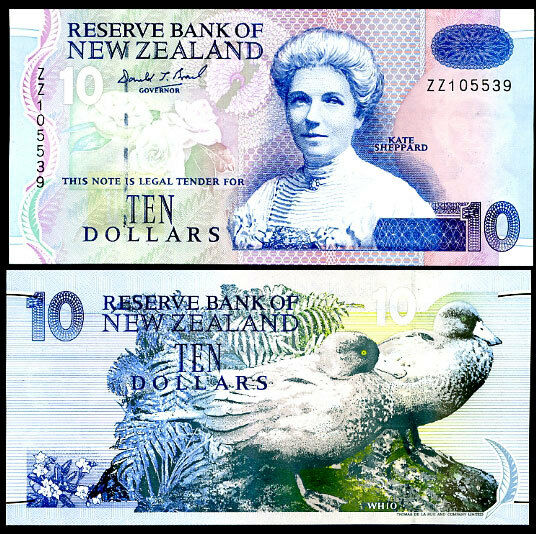 NEW ZEALAND 10 DOLLARS ND 1992 BLUE BACK P 182 ZZ REPLACEMENT UNC