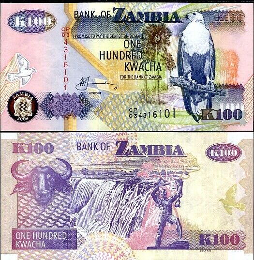 Zambia 100 Kwacha 2008 P 38 UNC