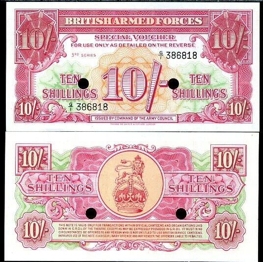 GREAT BRITAIN BRITISH ARMED FORCE 10 SHILLINGS P M28 UNC