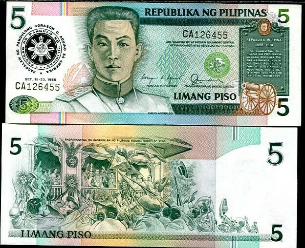 PHILIPPINES 5 PESOS PISO 1986 P 175 UNC